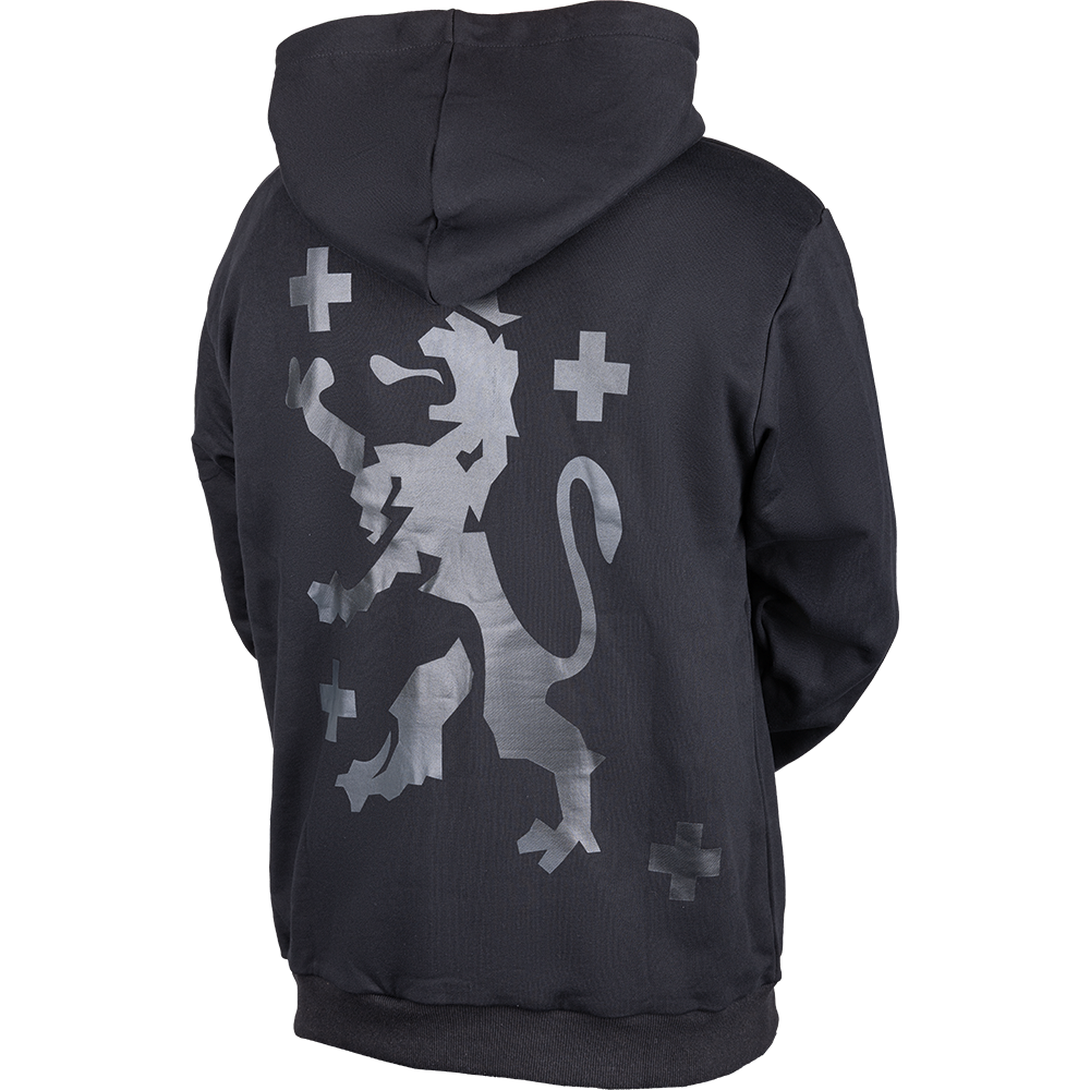 Hoodie 1.FCS Logo Black mit Rückendruck Löwe