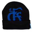 Beanie schwarz mit großen Logo in Blau