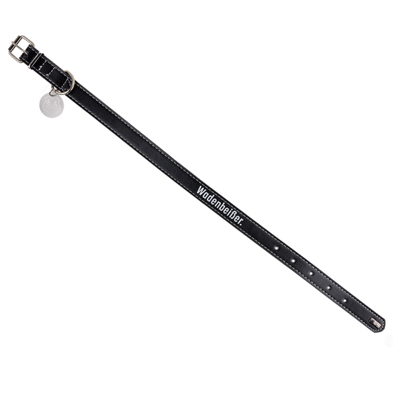 Hundehalsband schwarz "Wadenbeißer" Leder - FCS