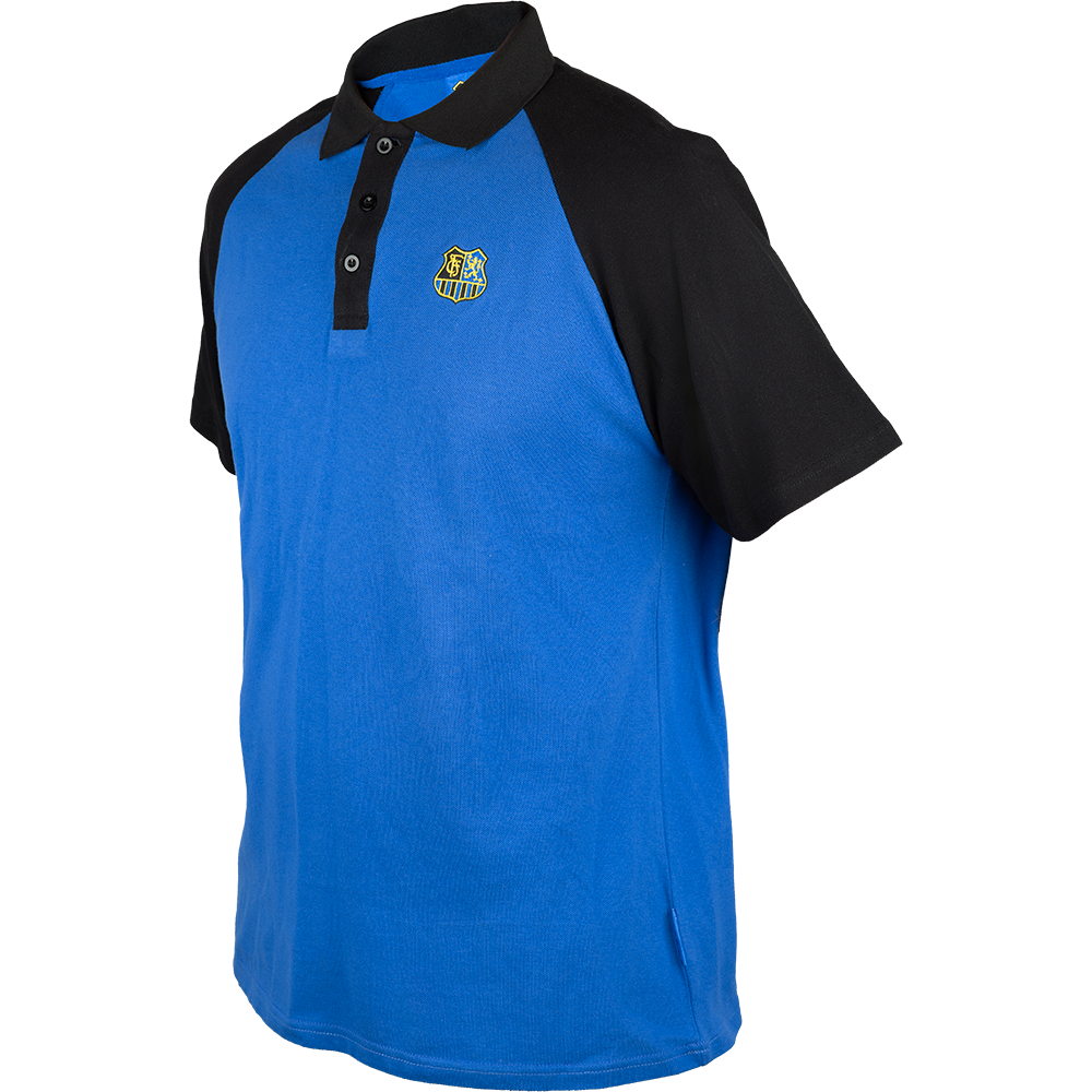 Polo in Blau mit schwarzem Kragen - FCS
