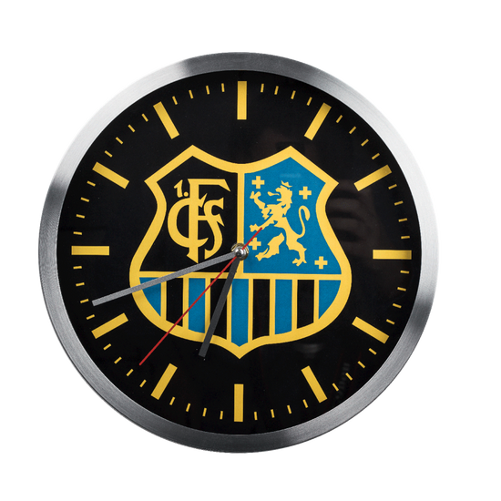 Wanduhr mit schwarzem Zifferblatt