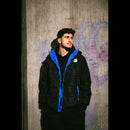 Winterjacke kurz schwarz mit blauem Innenfutter