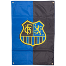 Flagge mit Wappen blau-schwarz