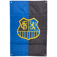 Flagge mit Wappen blau-schwarz