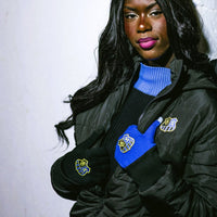 Winterjacke kurz schwarz mit Wappen