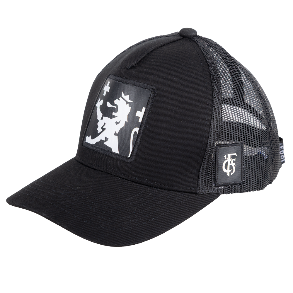 Basecap mit Löwe/weiß, Snapback in schwarz FCS