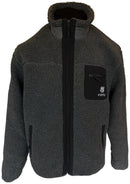 Graue Fleece Jacke mit schwarzer Brusttasche