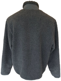 Graue Fleece Jacke mit schwarzer Brusttasche