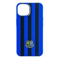 Handyhülle blau-schwarz gestreift mit Wappen