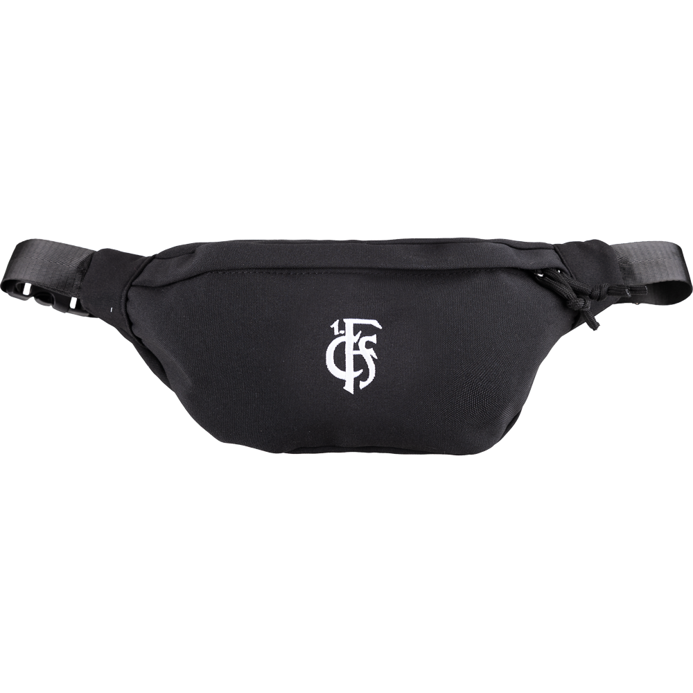 Gürteltasche schwarz mit Logo in Weiß