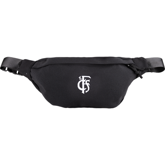 Gürteltasche schwarz mit Logo in Weiß