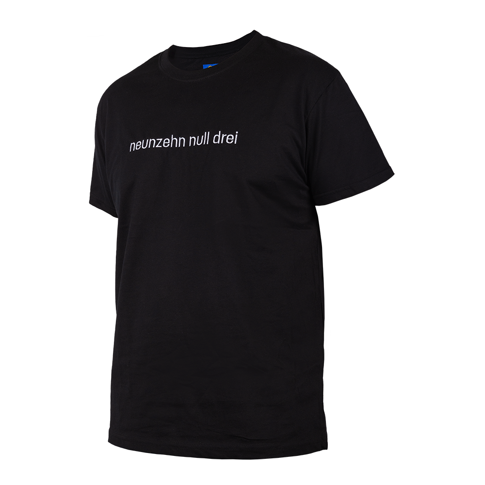 T-Shirt schwarz" neunzehn null drei" gestickt