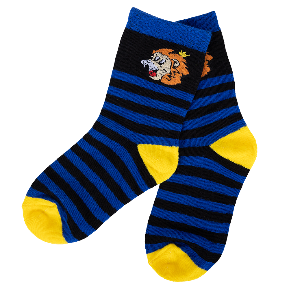 Baby socks blue-black striped with lurex