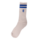 Socken Cremefarbig mit blauen Streifen und Logo