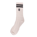 Socken Cremefarbig mit  schwarzen Streifen und Logo
