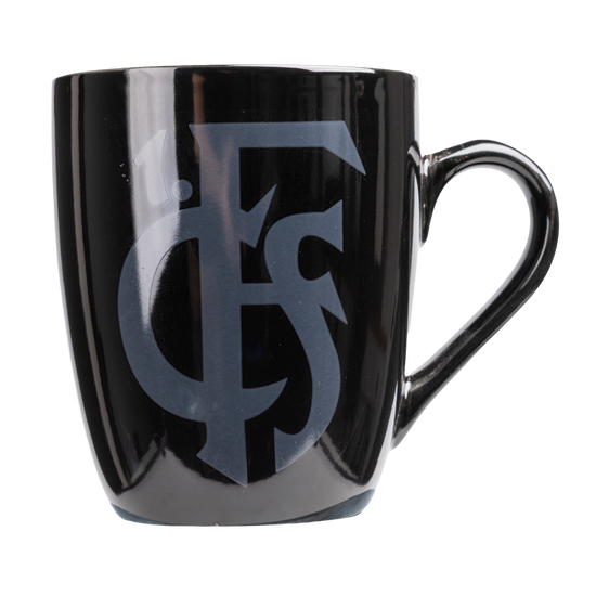 Tasse schwarzglanz mit Logo in grau FCS