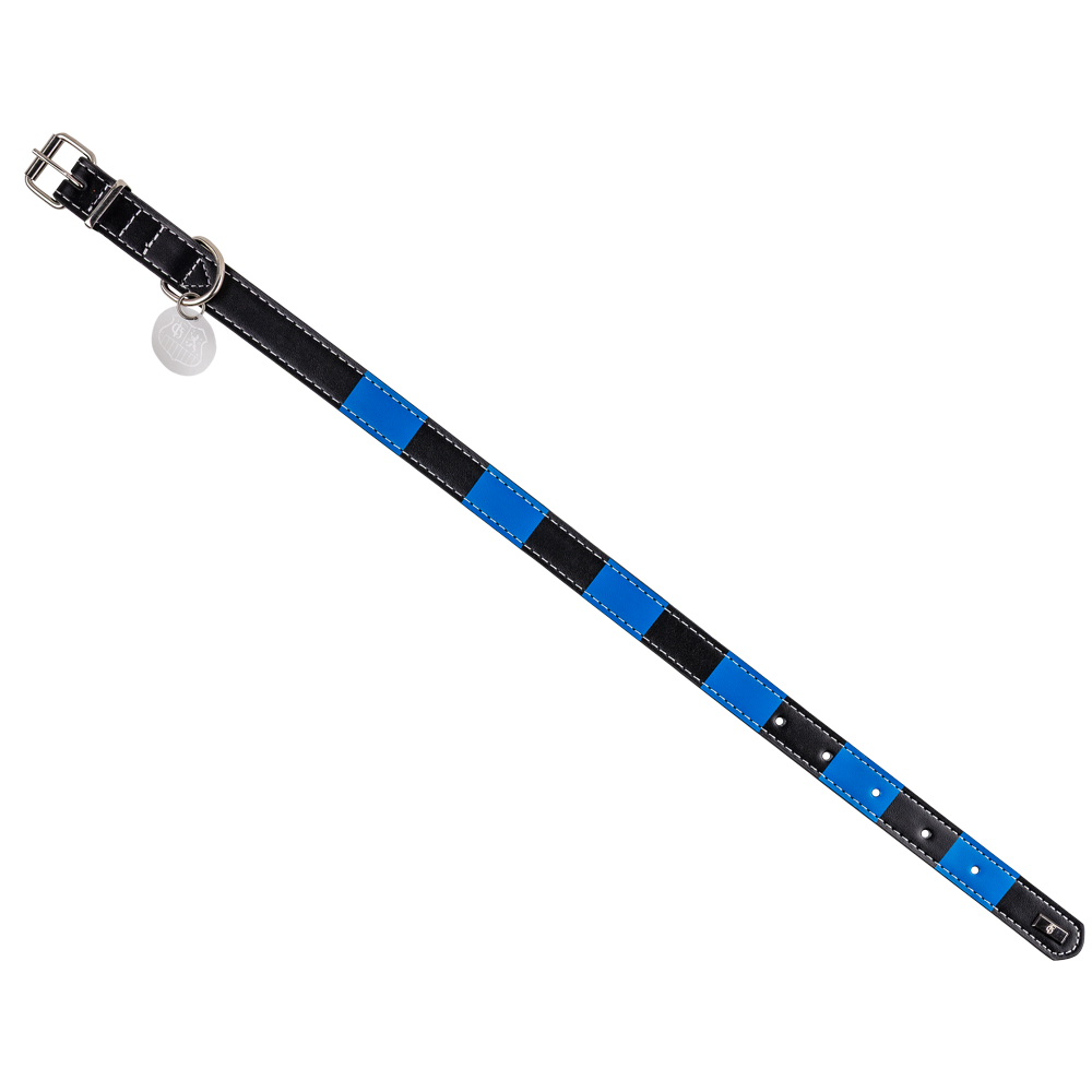 Hundehalsband blau-schwarz Leder -FCS