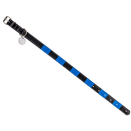 Hundehalsband blau-schwarz Leder -FCS