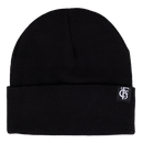 Beanie schwarz mit Umschlag Logo in grau