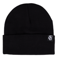 Beanie schwarz mit Umschlag Logo in grau