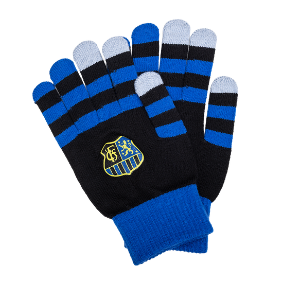 Strickhandschuhe Wappen mit geringelten Fingern